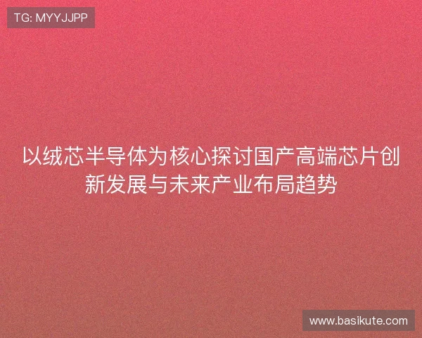 以绒芯半导体为核心探讨国产高端芯片创新发展与未来产业布局趋势